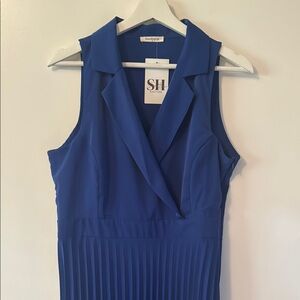 NWT SundayUp Blue Pleated Collar Dress